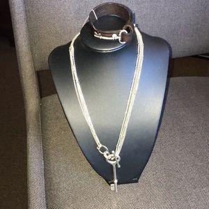 Fossil key necklace and leather key bracelet